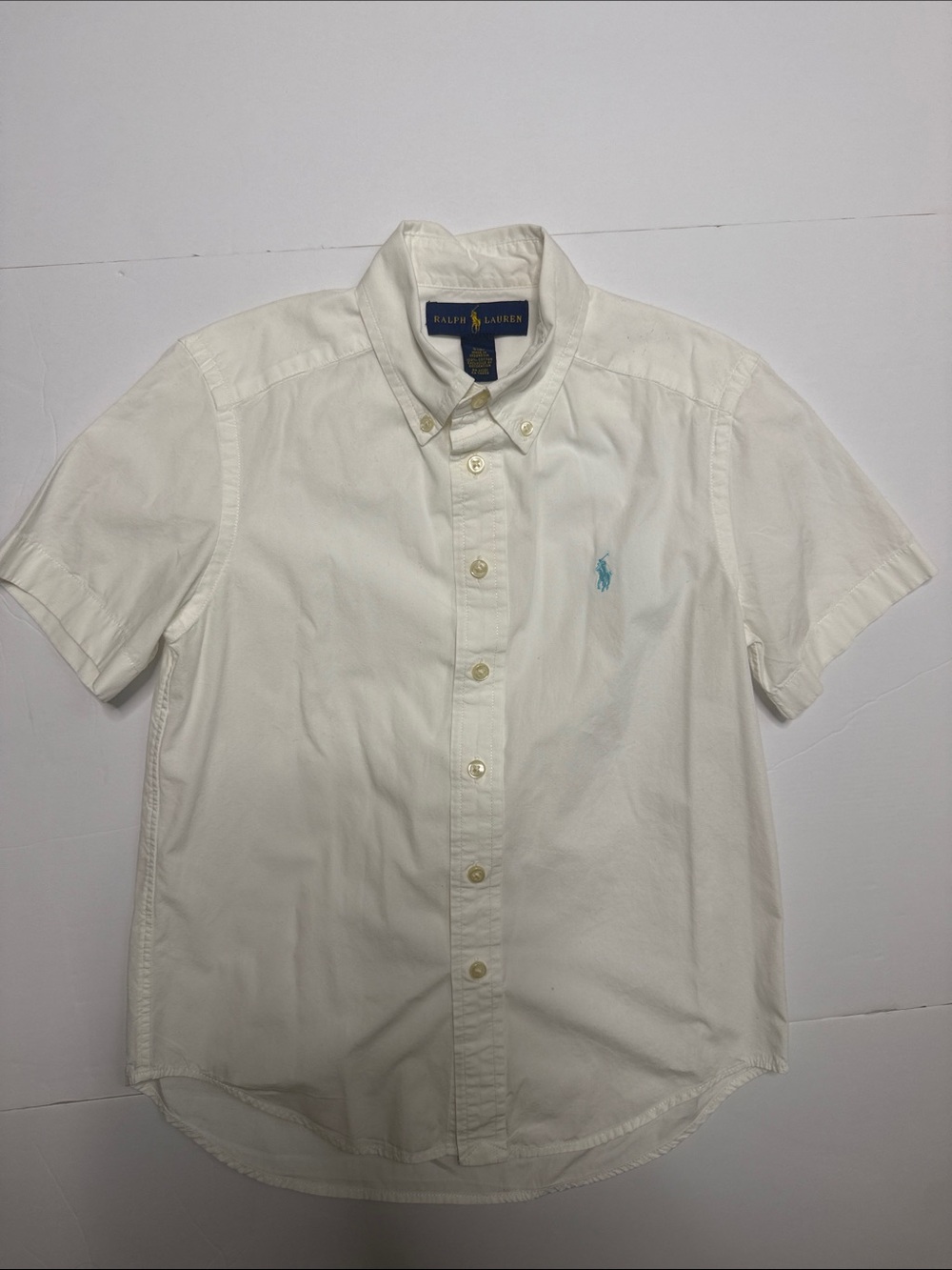 Ralph Lauren kids Cream Short-Sleeve Button-Down Shirt with Polo Logo